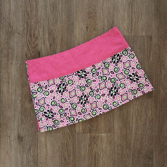 Vintage Sweet Spot Pink Floral Low Rise Snap Mini Skirt 2-14 Y2K Reversible - Picture 4 of 5